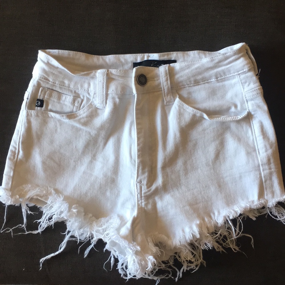 Kancan high waisted cut-off white shorts